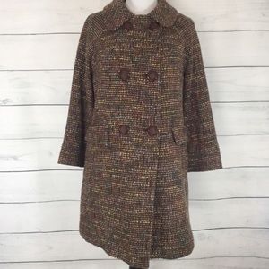 Urban Outfitters Kimchi & Blue Wool Blend Brown & Pastel Tweed Coat